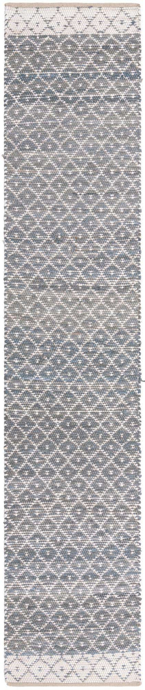 Gray 2' 7 x 13' 1 Chindi Trellis Runner Area Rug Natural Eco-Friendly Cotton Geometric Pattern Carpet for Living Dining Room Office Bedrooms for Sale at Rug Engine