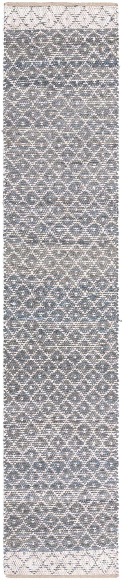 Gray 2' 7 x 13' 1 Chindi Trellis Runner Area Rug Natural Eco-Friendly Cotton Geometric Pattern Carpet for Living Dining Room Office Bedrooms for Sale at Rug Engine