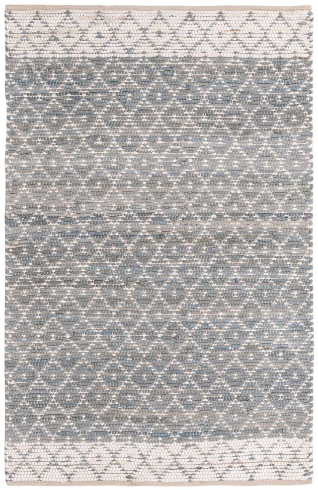 Gray 4' 1 x 6' 1 Chindi Trellis Rectangle Area Rug Natural Eco-Friendly Cotton Geometric Pattern Carpet for Living Dining Room Office Bedrooms for Sale at Rug Engine