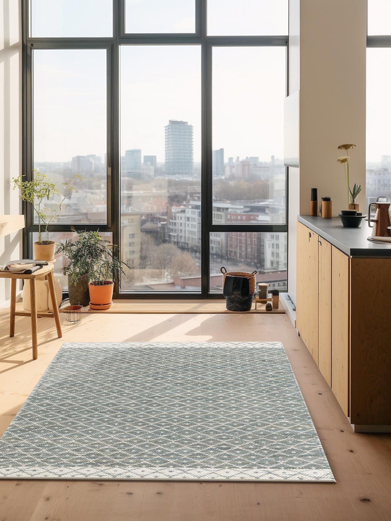 Gray 8' x 10' Chindi Trellis Rectangle Area Rug Natural Eco-Friendly Cotton Geometric Pattern Carpet for Living Dining Room Office Bedrooms for Sale at Rug Engine