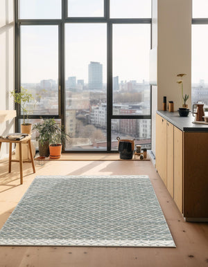 Gray 4' 1 x 6' 1 Chindi Trellis Rectangle Area Rug Natural Eco-Friendly Cotton Geometric Pattern Carpet for Living Dining Room Office Bedrooms for Sale at Rug Engine