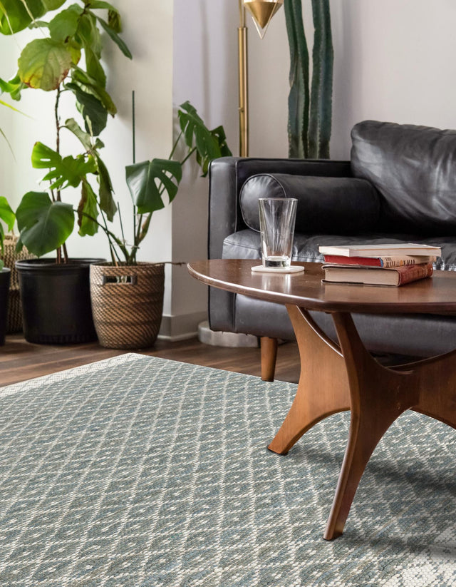 Gray 8' x 10' Chindi Trellis Rectangle Area Rug Natural Eco-Friendly Cotton Geometric Pattern Carpet for Living Dining Room Office Bedrooms for Sale at Rug Engine