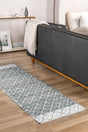Gray 2' 7 x 13' 1 Chindi Trellis Runner Area Rug Natural Eco-Friendly Cotton Geometric Pattern Carpet for Living Dining Room Office Bedrooms for Sale at Rug Engine