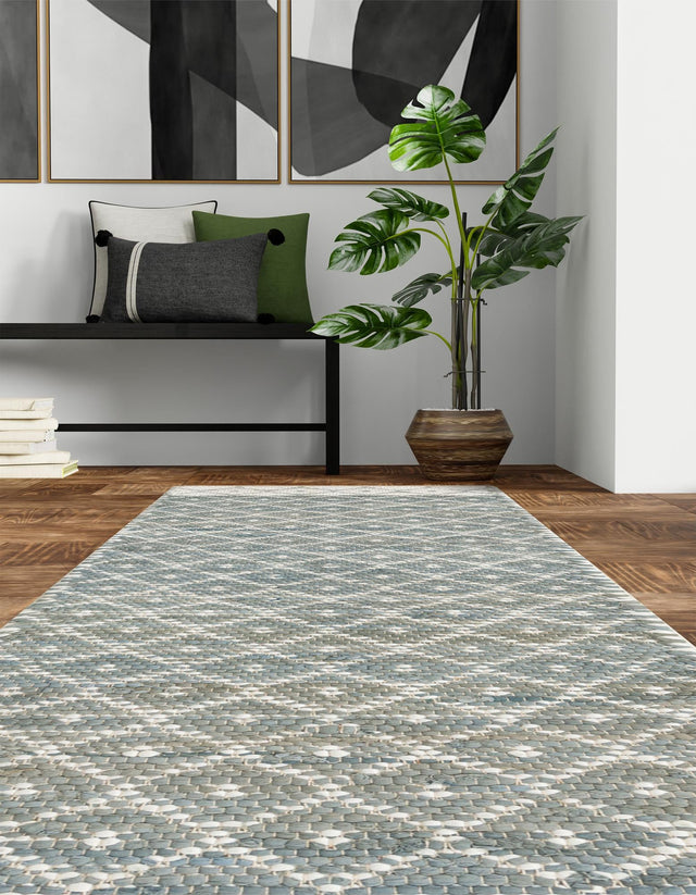 Gray 2' 7 x 13' 1 Chindi Trellis Runner Area Rug Natural Eco-Friendly Cotton Geometric Pattern Carpet for Living Dining Room Office Bedrooms for Sale at Rug Engine