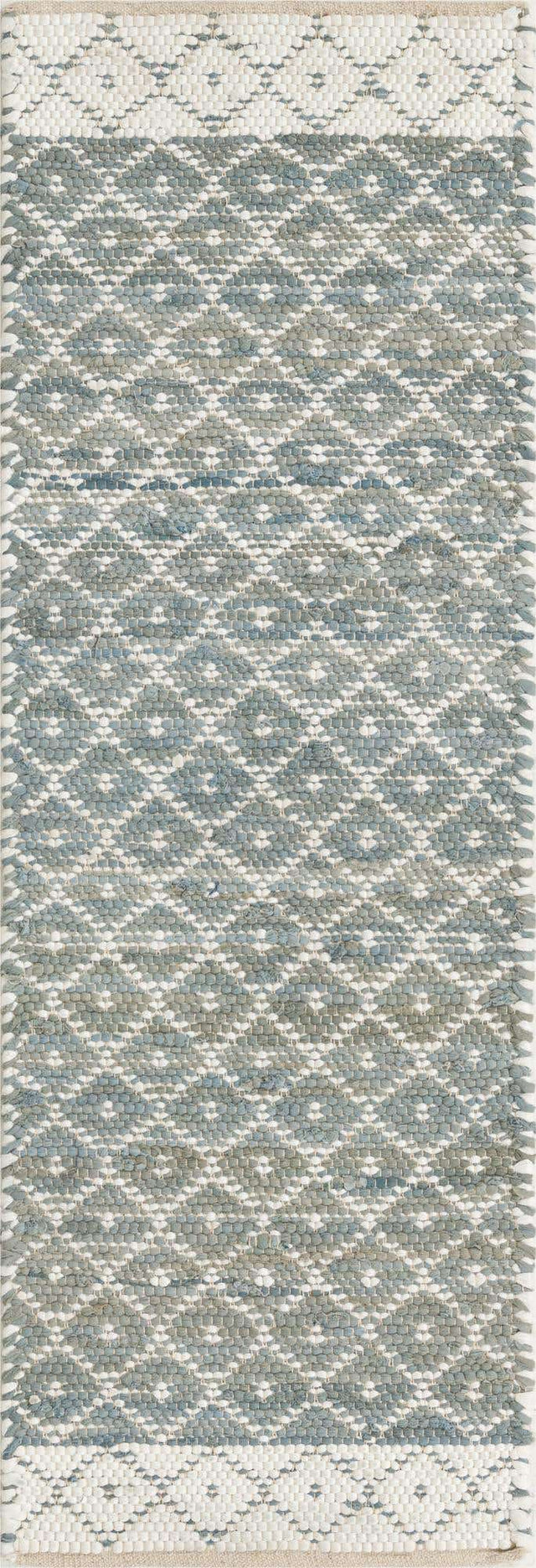 Gray 2' 2 x 6' 1 Chindi Trellis Runner Area Rug Natural Eco-Friendly Cotton Geometric Pattern Carpet for Living Dining Room Office Bedrooms for Sale at Rug Engine