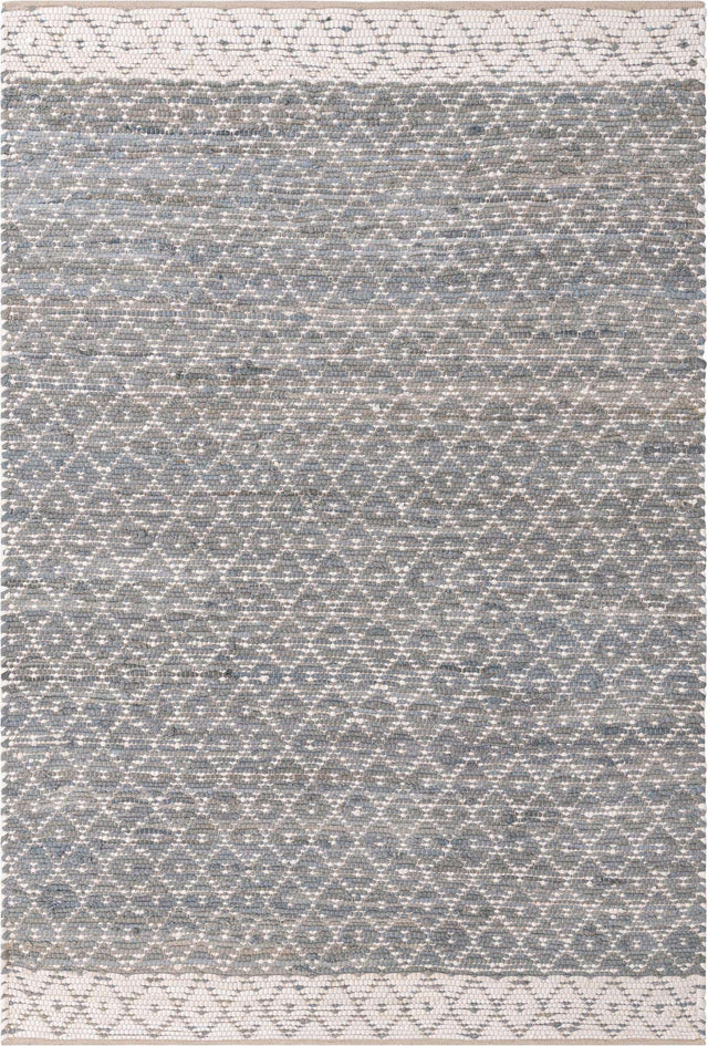 Gray 6' 1 x 9' Chindi Trellis Rectangle Area Rug Natural Eco-Friendly Cotton Geometric Pattern Carpet for Living Dining Room Office Bedrooms for Sale at Rug Engine