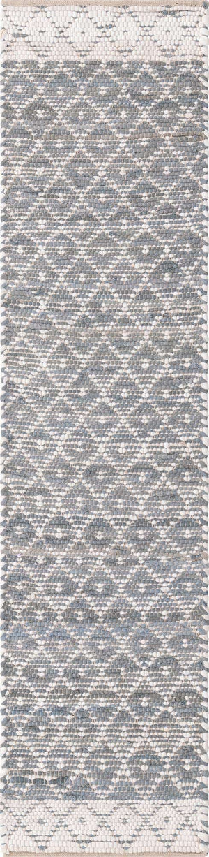 Gray 2' 2 x 8' Chindi Trellis Runner Area Rug Natural Eco-Friendly Cotton Geometric Pattern Carpet for Living Dining Room Office Bedrooms for Sale at Rug Engine