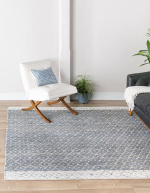 Gray 10' x 10' Chindi Trellis Square Area Rug Natural Eco-Friendly Cotton Geometric Pattern Carpet for Living Dining Room Office Bedrooms for Sale at Rug Engine