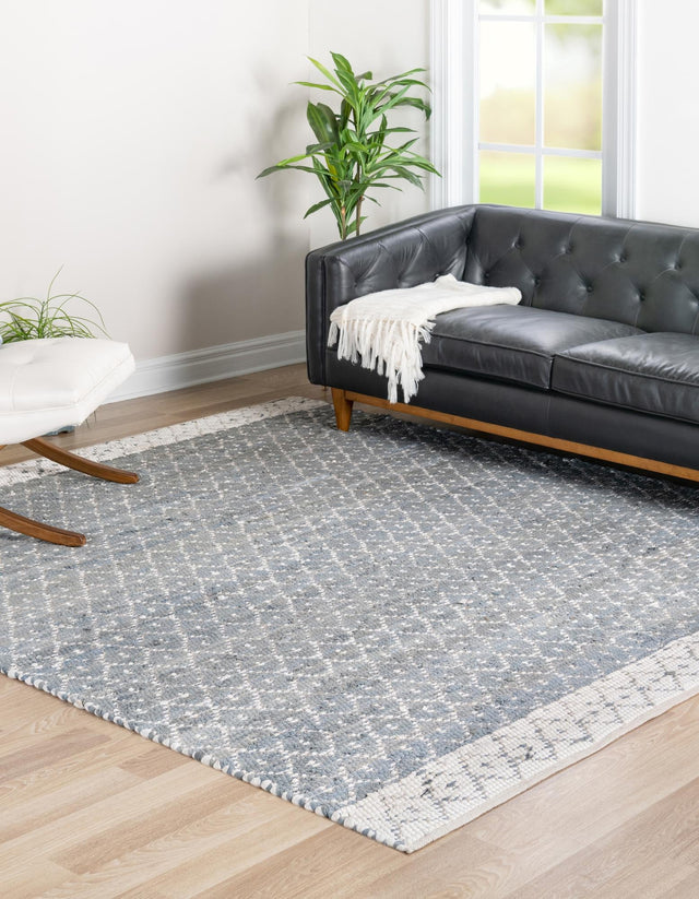 Gray 10' x 10' Chindi Trellis Square Area Rug Natural Eco-Friendly Cotton Geometric Pattern Carpet for Living Dining Room Office Bedrooms for Sale at Rug Engine