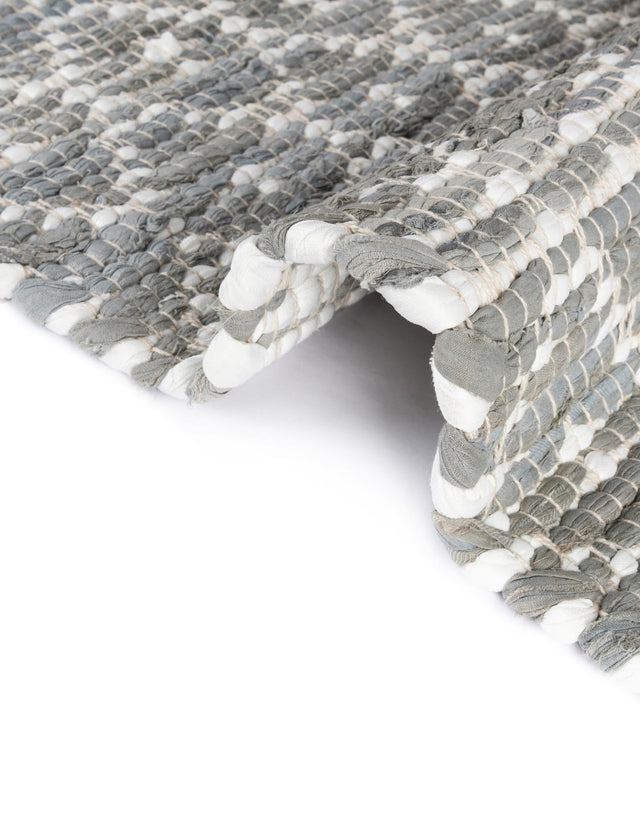 Gray 8' x 8' Chindi Trellis Square Area Rug Natural Eco-Friendly Cotton Geometric Pattern Carpet for Living Dining Room Office Bedrooms for Sale at Rug Engine