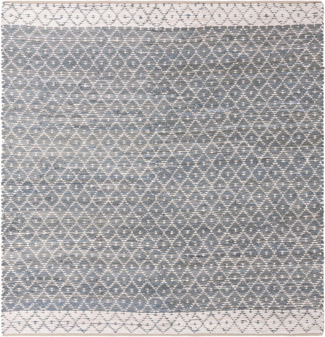 Gray 8' x 8' Chindi Trellis Square Area Rug Natural Eco-Friendly Cotton Geometric Pattern Carpet for Living Dining Room Office Bedrooms for Sale at Rug Engine