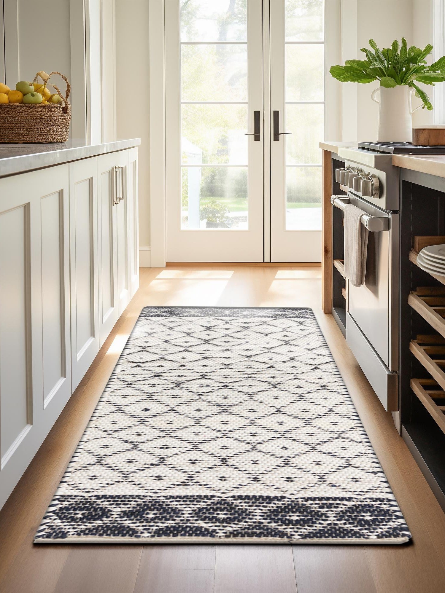 Ivory 2' 2 x 8' Chindi Trellis Runner Area Rug Natural Eco-Friendly Cotton Geometric Pattern Carpet for Living Dining Room Office Bedrooms for Sale at Rug Engine
