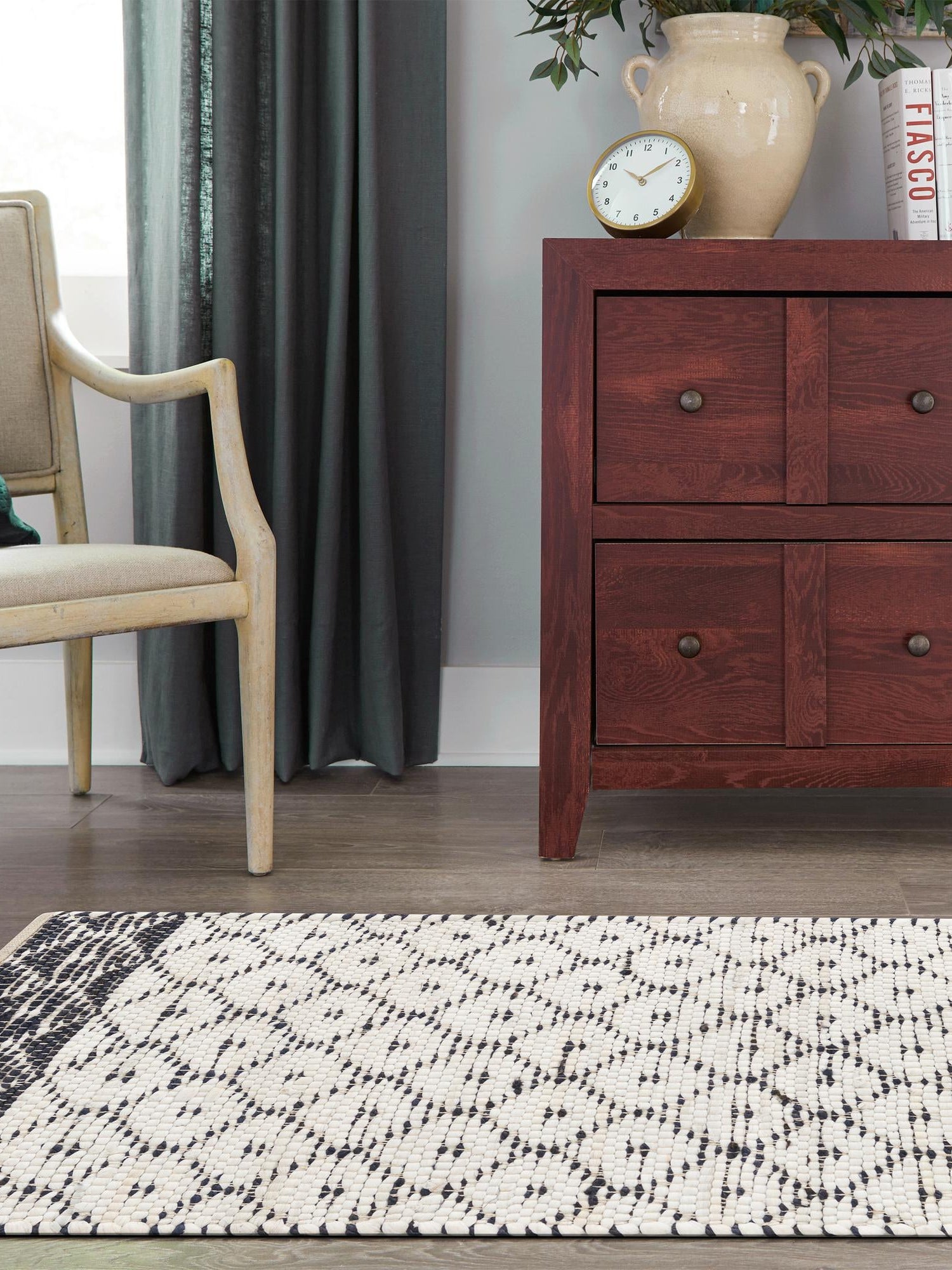 Ivory 2' 2 x 6' 1 Chindi Trellis Runner Area Rug Natural Eco-Friendly Cotton Geometric Pattern Carpet for Living Dining Room Office Bedrooms for Sale at Rug Engine