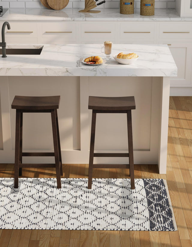 Ivory 2' 7 x 13' 1 Chindi Trellis Runner Area Rug Natural Eco-Friendly Cotton Geometric Pattern Carpet for Living Dining Room Office Bedrooms for Sale at Rug Engine