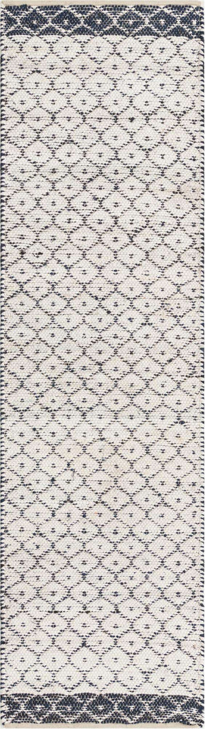 Ivory 2' 7 x 10' Chindi Trellis Runner Area Rug Natural Eco-Friendly Cotton Geometric Pattern Carpet for Living Dining Room Office Bedrooms for Sale at Rug Engine