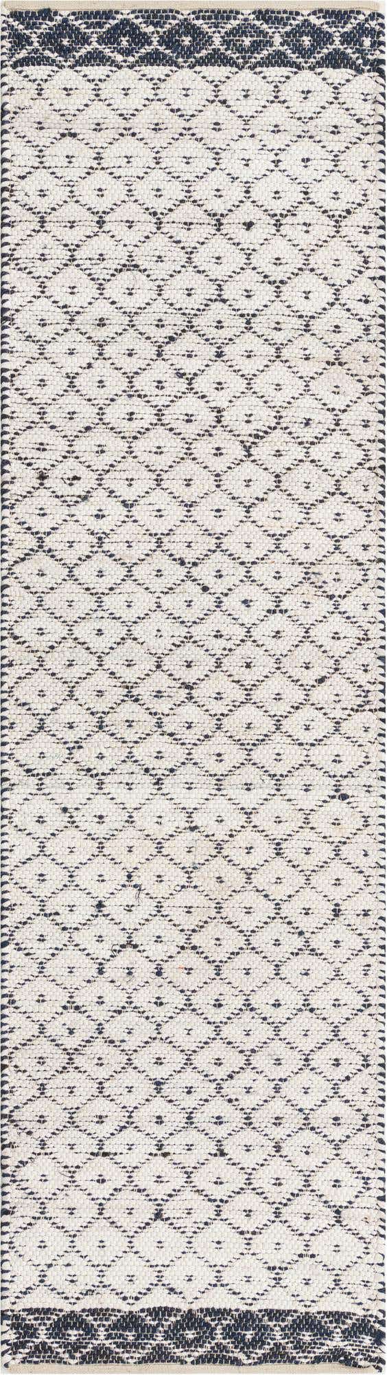 Ivory 2' 7 x 10' Chindi Trellis Runner Area Rug Natural Eco-Friendly Cotton Geometric Pattern Carpet for Living Dining Room Office Bedrooms for Sale at Rug Engine
