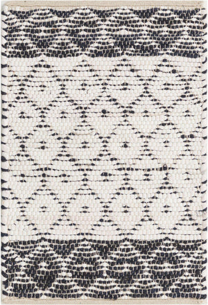 Ivory 2' x 3' 1 Chindi Trellis Rectangle Area Rug Natural Eco-Friendly Cotton Geometric Pattern Carpet for Living Dining Room Office Bedrooms for Sale at Rug Engine