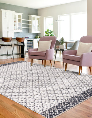 Ivory 5' 1 x 8' Chindi Trellis Rectangle Area Rug Natural Eco-Friendly Cotton Geometric Pattern Carpet for Living Dining Room Office Bedrooms for Sale at Rug Engine