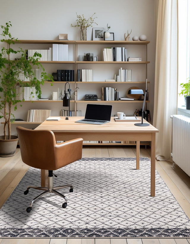 Ivory 5' 1 x 8' Chindi Trellis Rectangle Area Rug Natural Eco-Friendly Cotton Geometric Pattern Carpet for Living Dining Room Office Bedrooms for Sale at Rug Engine