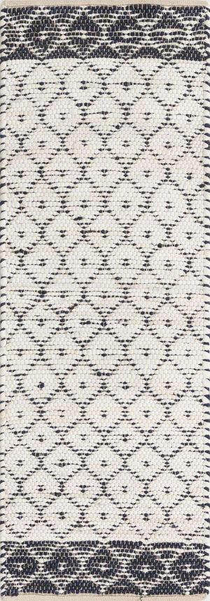 Ivory 2' 2 x 6' 1 Chindi Trellis Runner Area Rug Natural Eco-Friendly Cotton Geometric Pattern Carpet for Living Dining Room Office Bedrooms for Sale at Rug Engine