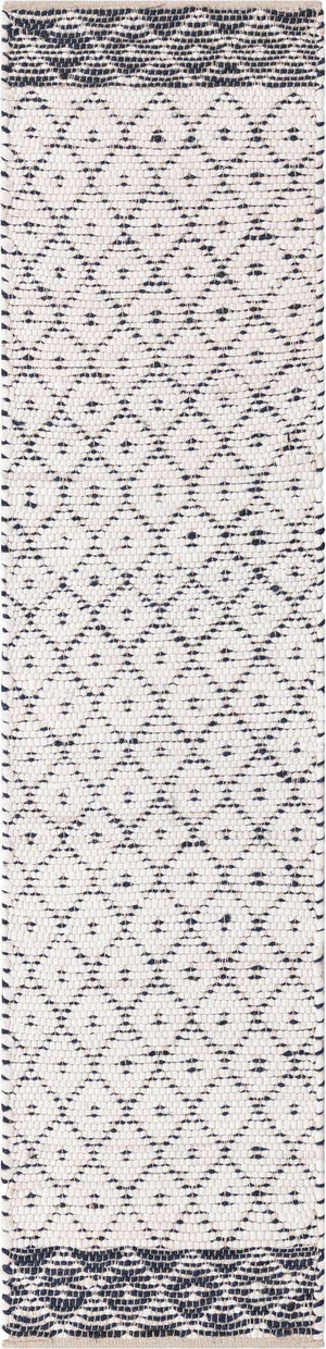 Ivory 2' 2 x 8' Chindi Trellis Runner Area Rug Natural Eco-Friendly Cotton Geometric Pattern Carpet for Living Dining Room Office Bedrooms for Sale at Rug Engine