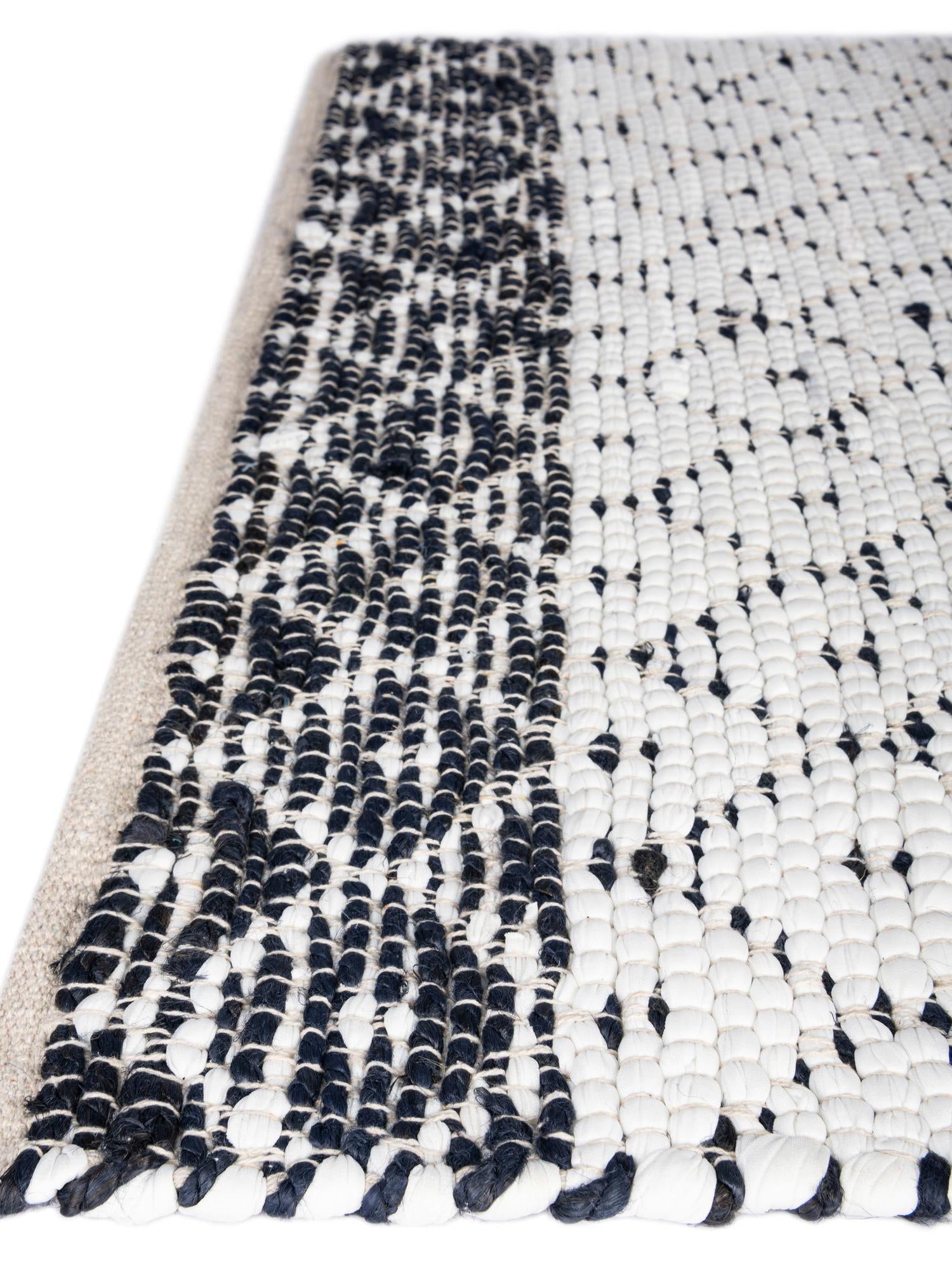 Ivory 8' x 8' Chindi Trellis Square Area Rug Natural Eco-Friendly Cotton Geometric Pattern Carpet for Living Dining Room Office Bedrooms for Sale at Rug Engine