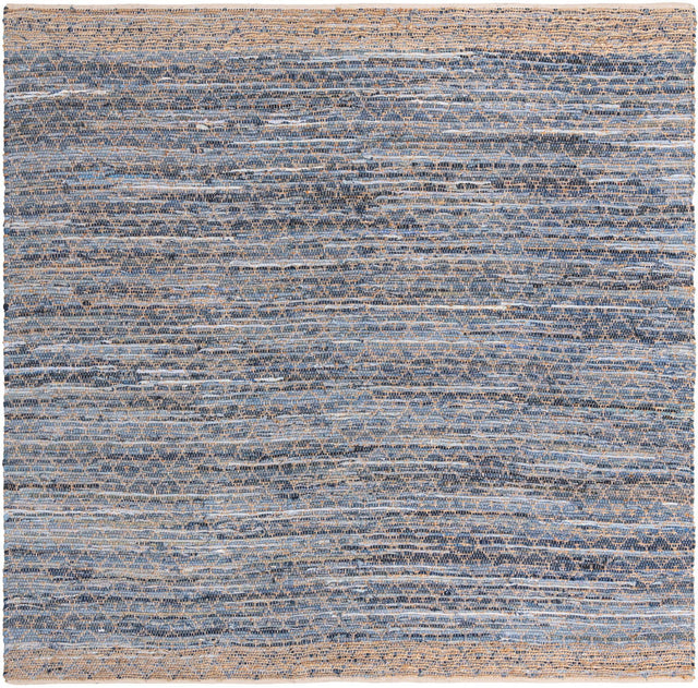 Denim blue 10' x 10' Chindi Trellis Square Area Rug Natural Eco-Friendly Cotton Geometric Pattern Carpet for Living Dining Room Office Bedrooms for Sale at Rug Engine