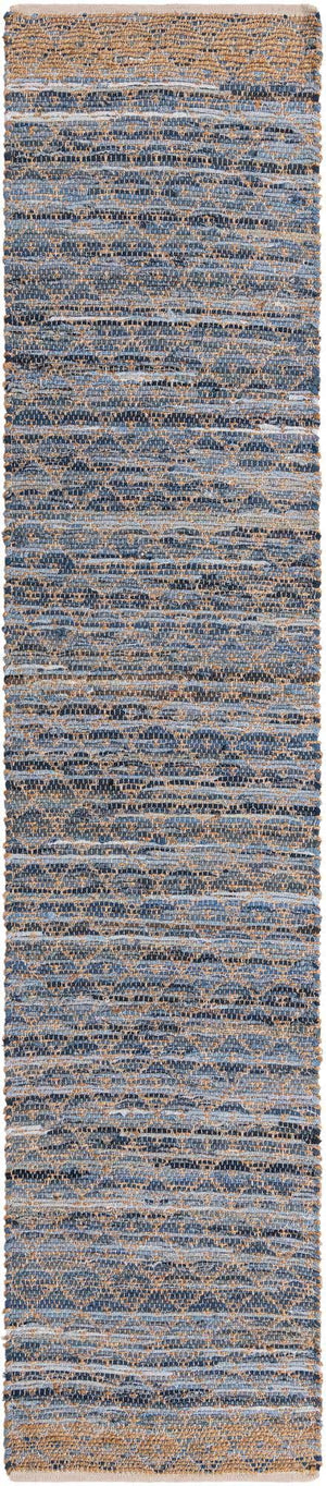 Denim blue 2' 7 x 13' 1 Chindi Trellis Runner Area Rug Natural Eco-Friendly Cotton Geometric Pattern Carpet for Living Dining Room Office Bedrooms for Sale at Rug Engine