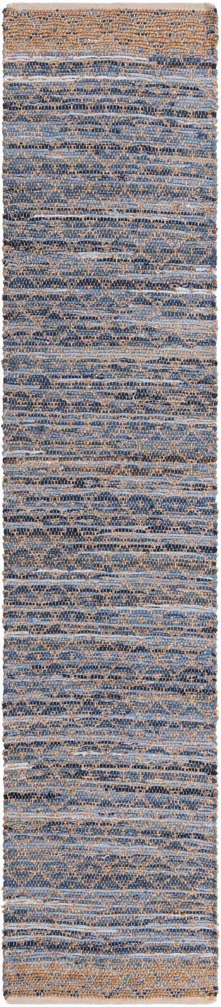 Denim blue 2' 7 x 13' 1 Chindi Trellis Runner Area Rug Natural Eco-Friendly Cotton Geometric Pattern Carpet for Living Dining Room Office Bedrooms for Sale at Rug Engine
