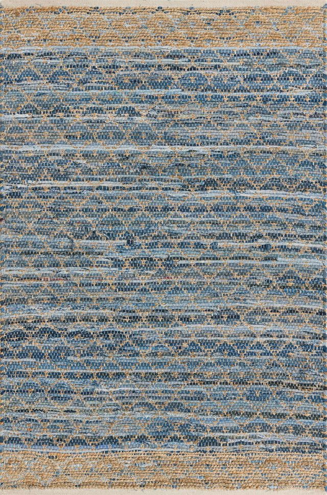 Denim blue 4' 1 x 6' 1 Chindi Trellis Rectangle Area Rug Natural Eco-Friendly Cotton Geometric Pattern Carpet for Living Dining Room Office Bedrooms for Sale at Rug Engine