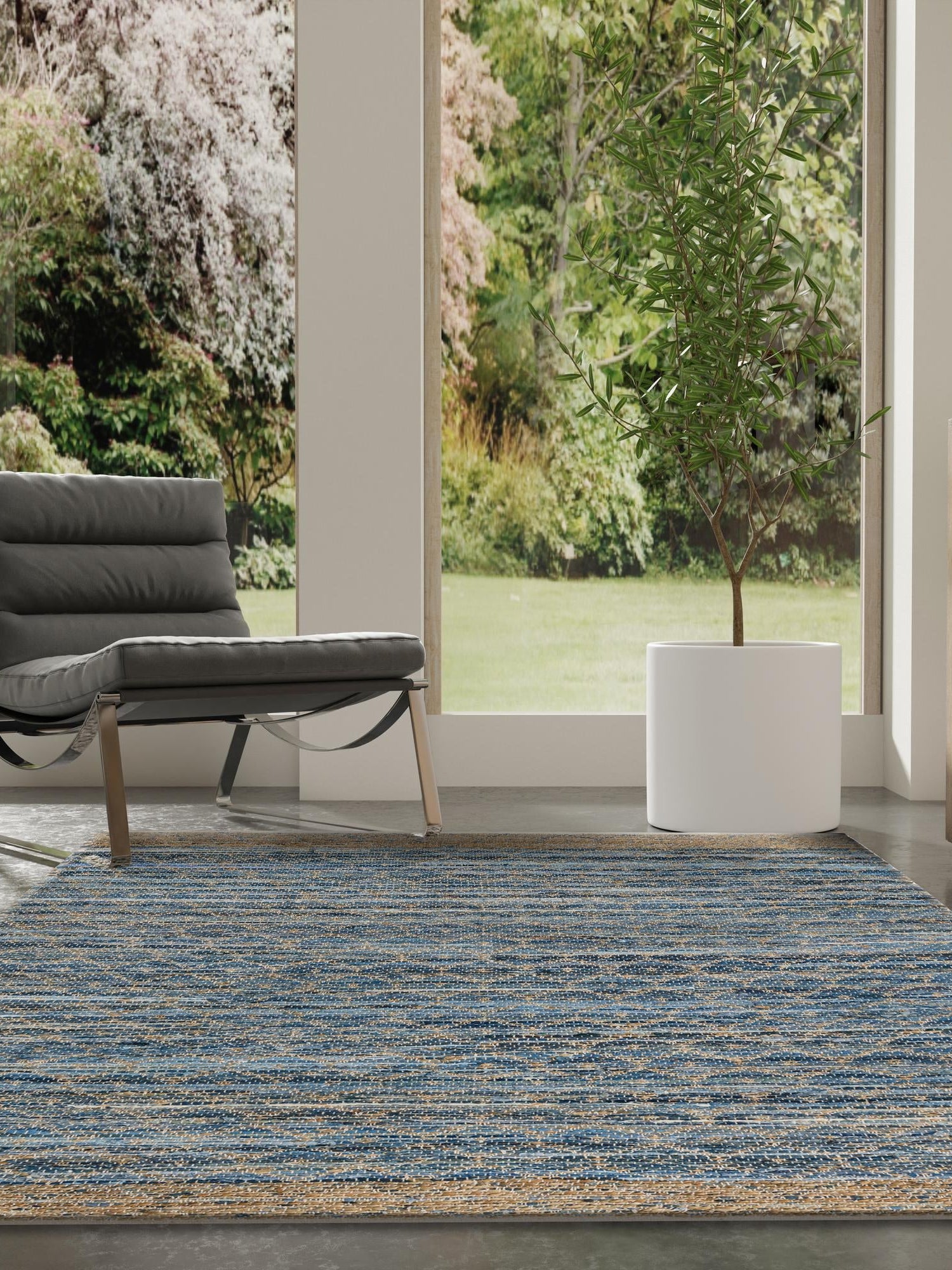 Denim blue 9' x 12' Chindi Trellis Rectangle Area Rug Natural Eco-Friendly Cotton Geometric Pattern Carpet for Living Dining Room Office Bedrooms for Sale at Rug Engine