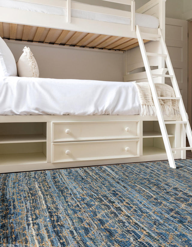 Denim blue 9' x 12' Chindi Trellis Rectangle Area Rug Natural Eco-Friendly Cotton Geometric Pattern Carpet for Living Dining Room Office Bedrooms for Sale at Rug Engine
