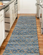 Denim blue 2' 7 x 10' Chindi Trellis Runner Area Rug Natural Eco-Friendly Cotton Geometric Pattern Carpet for Living Dining Room Office Bedrooms for Sale at Rug Engine