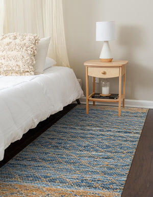 Denim blue 2' 7 x 10' Chindi Trellis Runner Area Rug Natural Eco-Friendly Cotton Geometric Pattern Carpet for Living Dining Room Office Bedrooms for Sale at Rug Engine