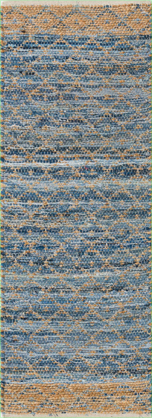 Denim blue 2' 2 x 6' 1 Chindi Trellis Runner Area Rug Natural Eco-Friendly Cotton Geometric Pattern Carpet for Living Dining Room Office Bedrooms for Sale at Rug Engine
