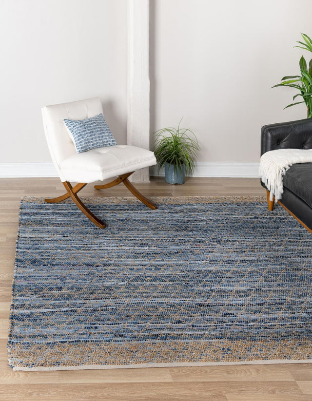 Denim blue 10' x 10' Chindi Trellis Square Area Rug Natural Eco-Friendly Cotton Geometric Pattern Carpet for Living Dining Room Office Bedrooms for Sale at Rug Engine