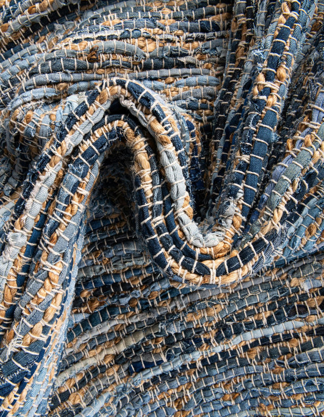 Denim blue 8' x 8' Chindi Trellis Square Area Rug Natural Eco-Friendly Cotton Geometric Pattern Carpet for Living Dining Room Office Bedrooms for Sale at Rug Engine