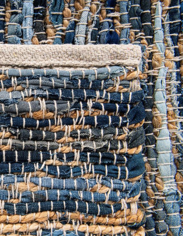 Denim blue 10' x 10' Chindi Trellis Square Area Rug Natural Eco-Friendly Cotton Geometric Pattern Carpet for Living Dining Room Office Bedrooms for Sale at Rug Engine