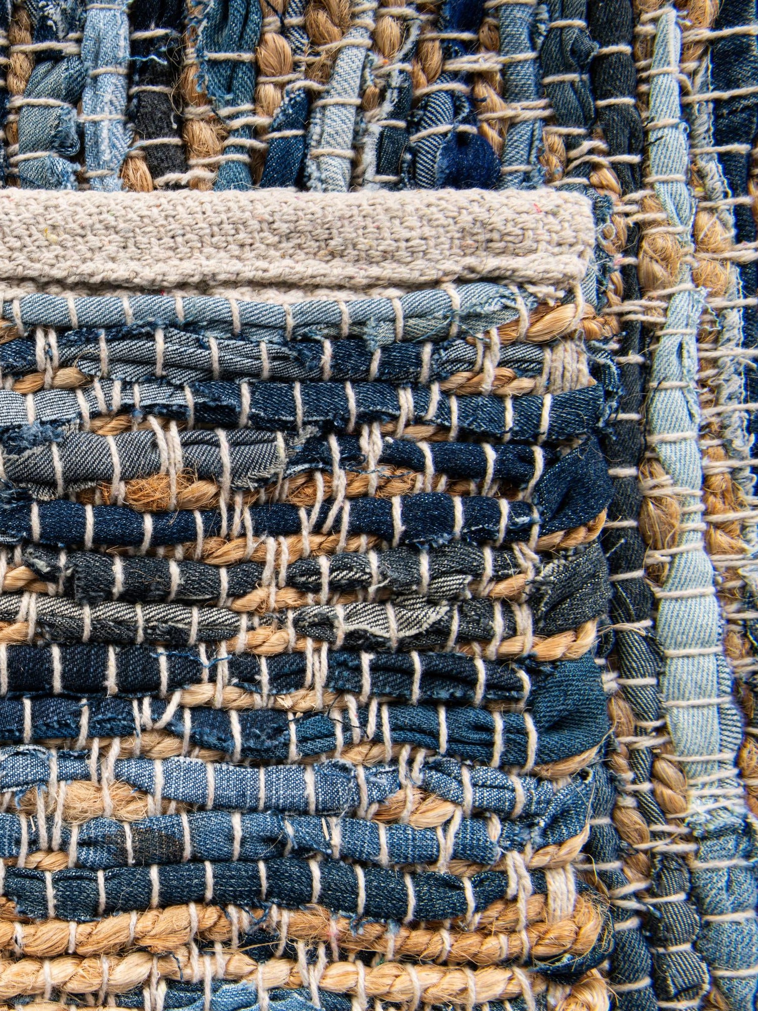 Denim blue 8' x 8' Chindi Trellis Square Area Rug Natural Eco-Friendly Cotton Geometric Pattern Carpet for Living Dining Room Office Bedrooms for Sale at Rug Engine