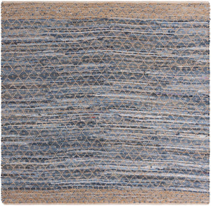Denim blue 8' x 8' Chindi Trellis Square Area Rug Natural Eco-Friendly Cotton Geometric Pattern Carpet for Living Dining Room Office Bedrooms for Sale at Rug Engine