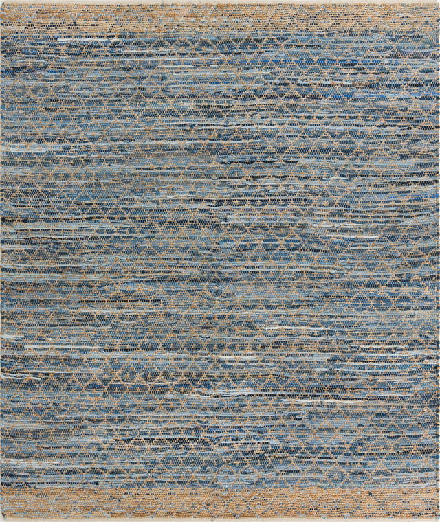 Denim blue 8' x 10' Chindi Trellis Rectangle Area Rug Natural Eco-Friendly Cotton Geometric Pattern Carpet for Living Dining Room Office Bedrooms for Sale at Rug Engine