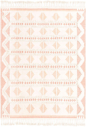 Pink and White 9' x 12' Mesa Rectangle Area Rug 100% Wool Geometric All Natural Carpet for Living, Dining, Office, Bedrooms, Dorms, Kitchens for Sale at Rug Engine