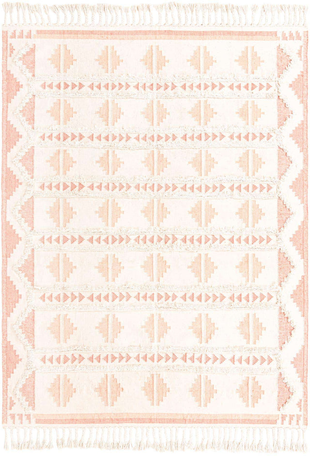 Pink and White 9' x 12' Mesa Rectangle Area Rug 100% Wool Geometric All Natural Carpet for Living, Dining, Office, Bedrooms, Dorms, Kitchens for Sale at Rug Engine