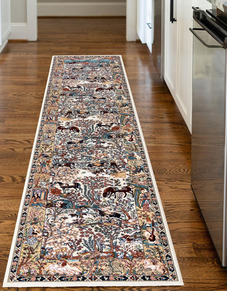 Ivory 2' 11 x 13' 1 Narenj Runner Area Rug 85% Polypropylene & 15% Polyester Traditional Classic Carpet for Living, Dining, Bedrooms, Office for Sale at Rug Engine