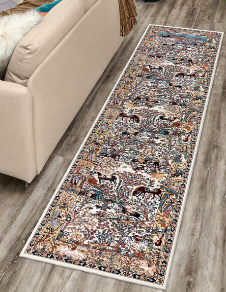 Ivory 2' 11 x 13' 1 Narenj Runner Area Rug 85% Polypropylene & 15% Polyester Traditional Classic Carpet for Living, Dining, Bedrooms, Office for Sale at Rug Engine