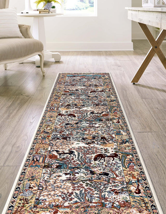 Ivory 2' 11 x 13' 1 Narenj Runner Area Rug 85% Polypropylene & 15% Polyester Traditional Classic Carpet for Living, Dining, Bedrooms, Office for Sale at Rug Engine