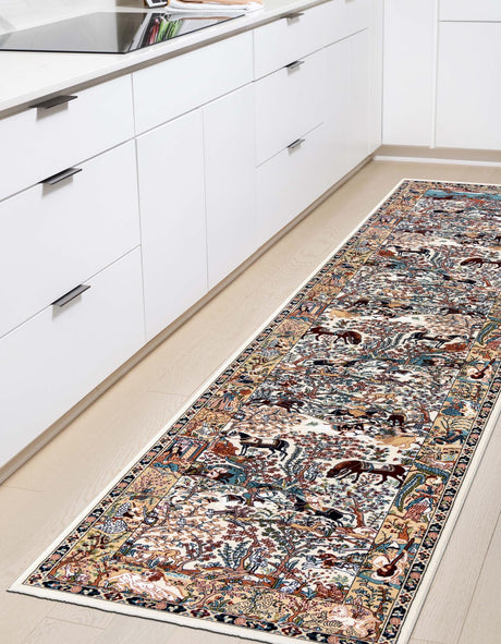 Ivory 2' 11 x 13' 1 Narenj Runner Area Rug 85% Polypropylene & 15% Polyester Traditional Classic Carpet for Living, Dining, Bedrooms, Office for Sale at Rug Engine