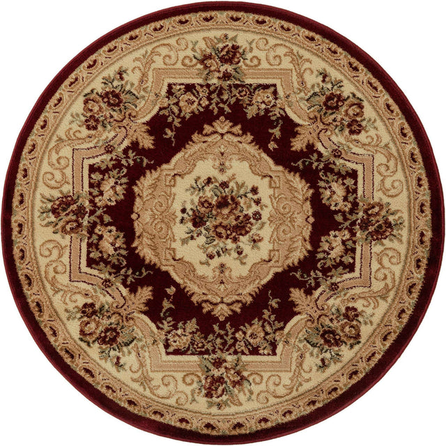 Red 4' 1 x 4' 1 Versailles Round Area Rug