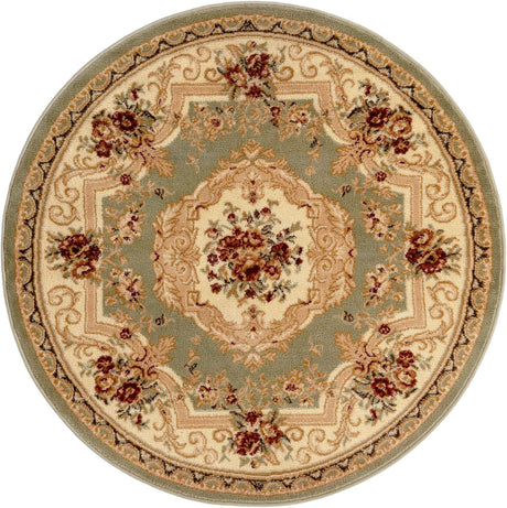 Green 4' 1 x 4' 1 Versailles Round Area Rug