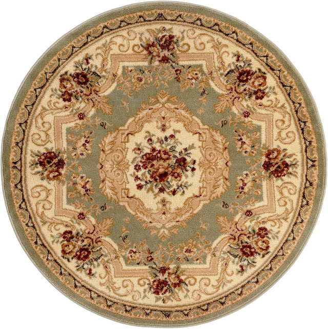 Green 4' 1 x 4' 1 Versailles Round Area Rug